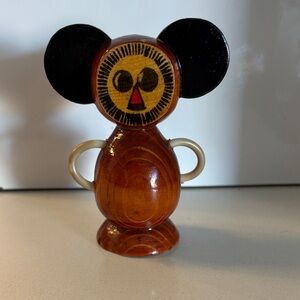 Vintage USSR Era Cheburashka Wooden Figurine Mouse